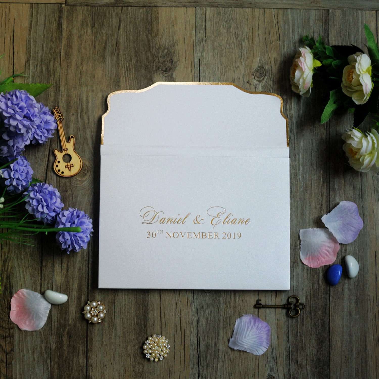 Wedding Invitation Card With Velvet Holder Gold Mirror Acrylic Invitation Card